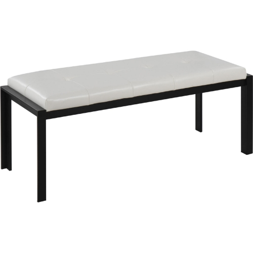 Fuji Bench in White Leatherette & Black Metal